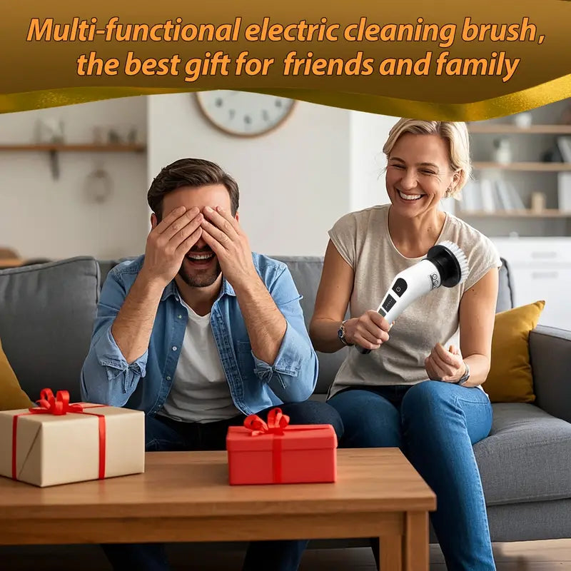7-in-1 Electric Spin Scrubber Cleaning Brush With Extension Handle (1 Set)