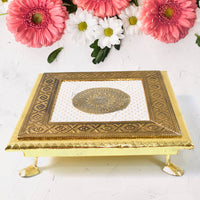 Golden - Square Pooja Chowki Patla Bajot (2020 Cm 1 Pc)