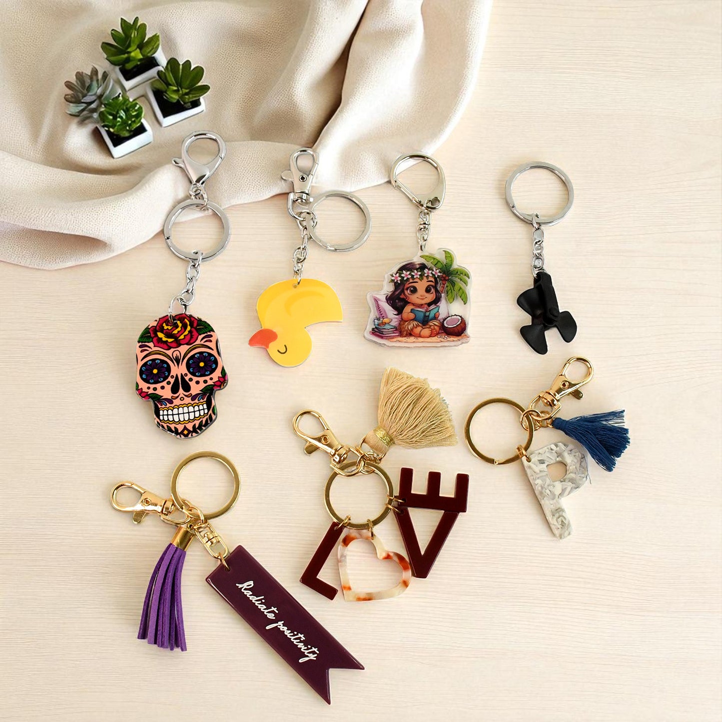 Trendy Designer Assorted Keychains (Mix Design 1 Pc)