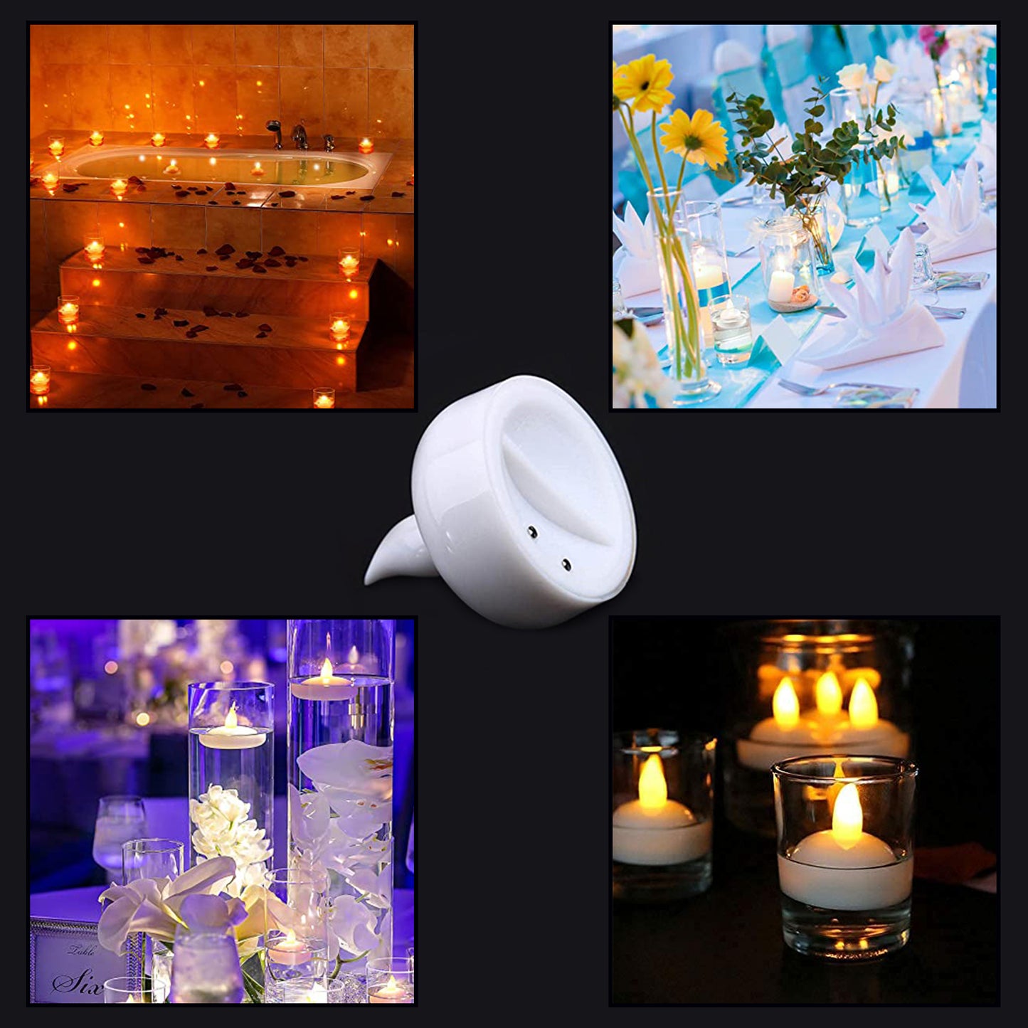 Set Of 12 Flameless Floating Candles Battery Operated Tea Lights Tealight Candle - Decorative Wedding.