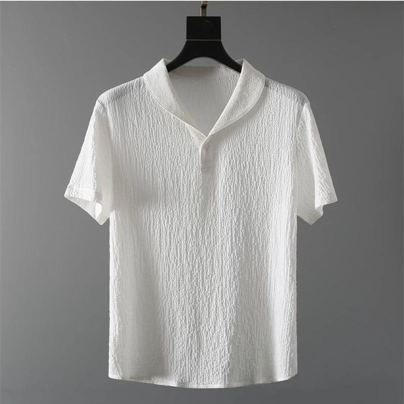 Men's Crinkled Co-Ord Set White