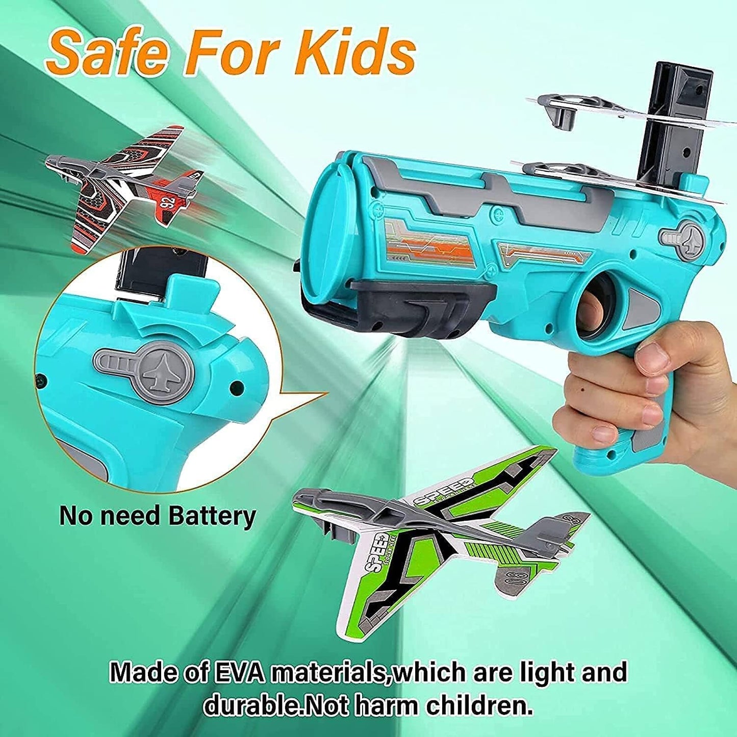 Airplane Launcher Gun Toy With Foam Glider Planes Outdoor Games For Children Best Aeroplane Toys For Kids Air Battle Gun Toys ( 5 Plane Include )