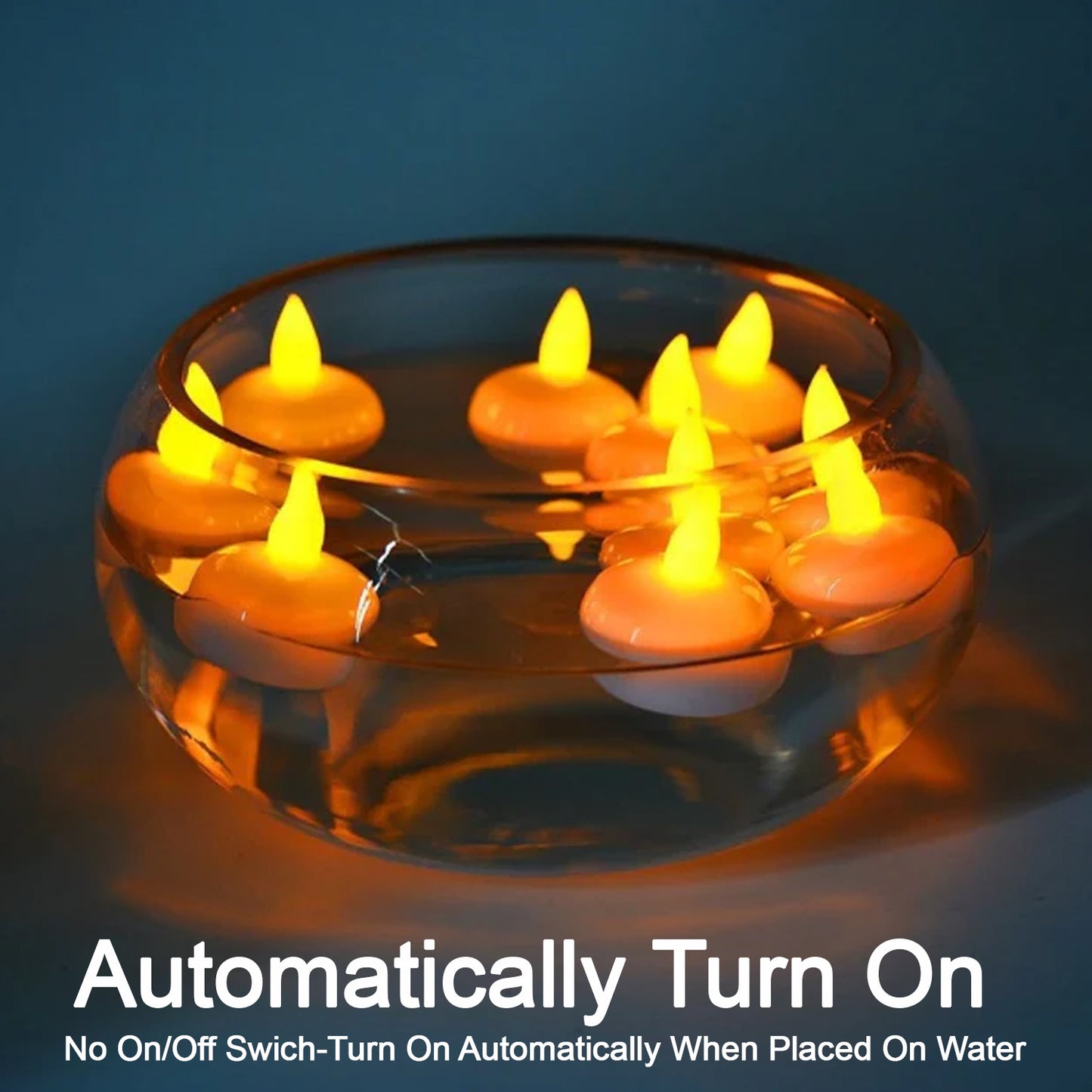 Set Of 12 Flameless Floating Candles Battery Operated Tea Lights Tealight Candle - Decorative Wedding.