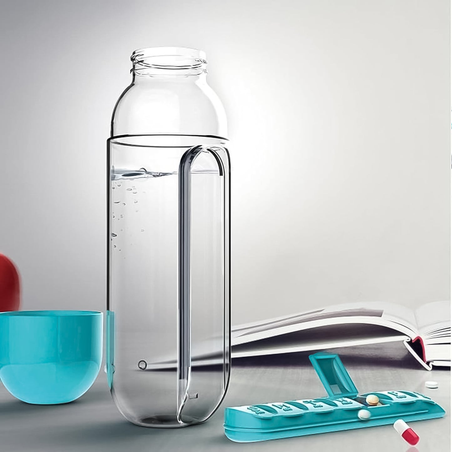 Pill Vitamin Bottle Water Bottle Multi Functional Use For Traveling Outdoor Use Water Bottle Travelling Kit Summer Special Bottle (600 Ml Mix Color )