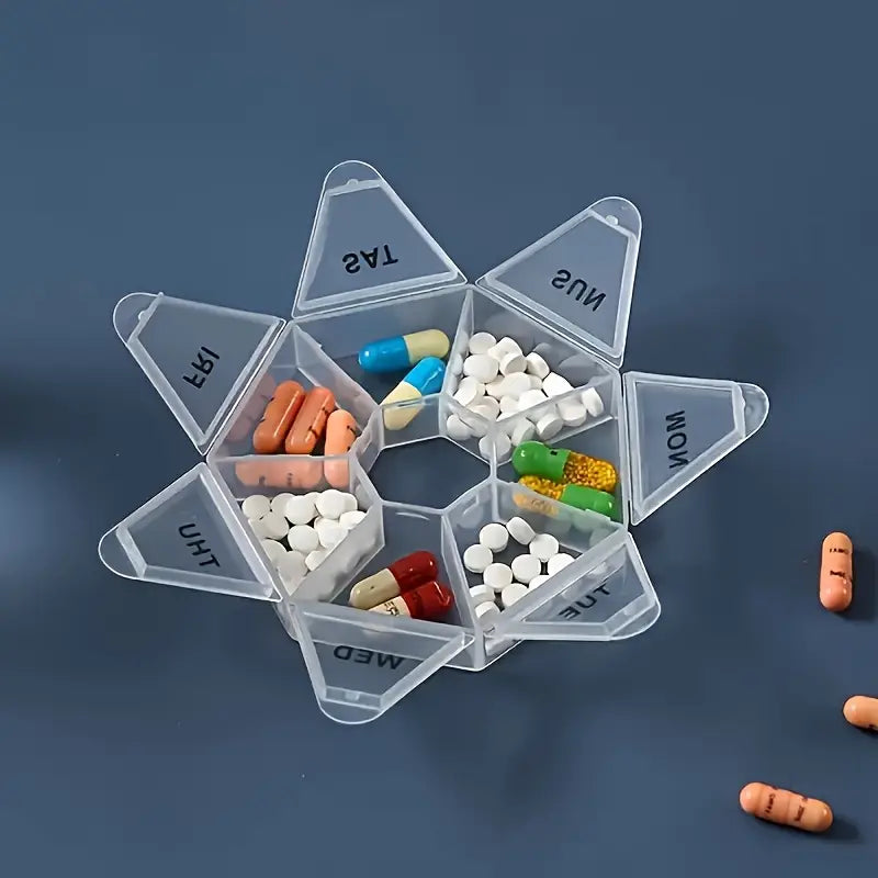 7-sided Portable Pill Box Medicine Planner Small Case