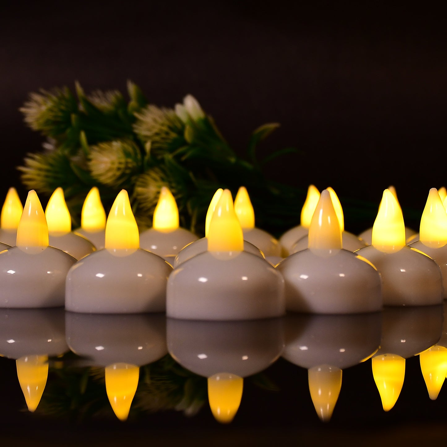 Set Of 12 Flameless Floating Candles Battery Operated Tea Lights Tealight Candle - Decorative Wedding.