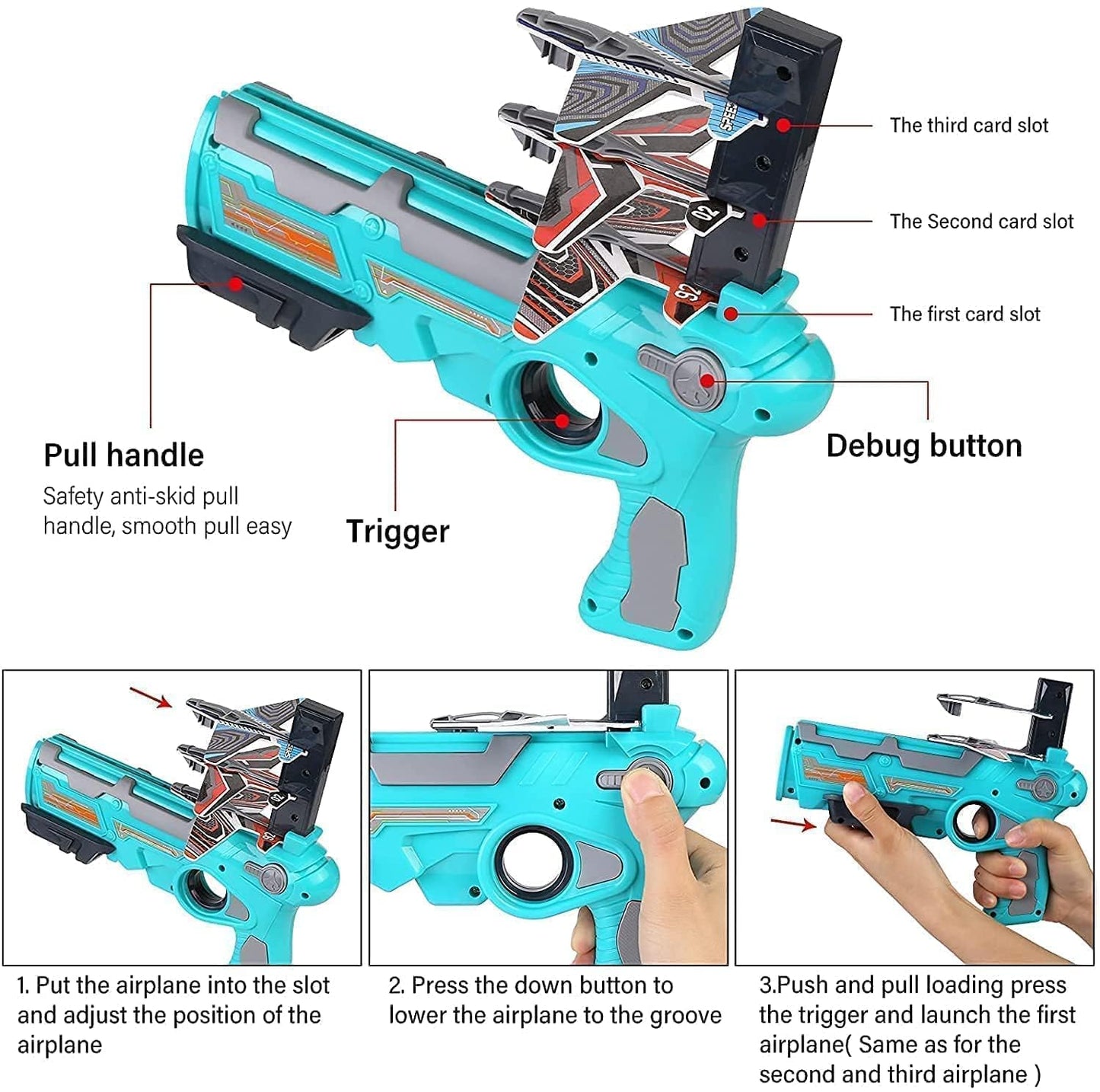 Airplane Launcher Gun Toy With Foam Glider Planes Outdoor Games For Children Best Aeroplane Toys For Kids Air Battle Gun Toys ( 5 Plane Include )
