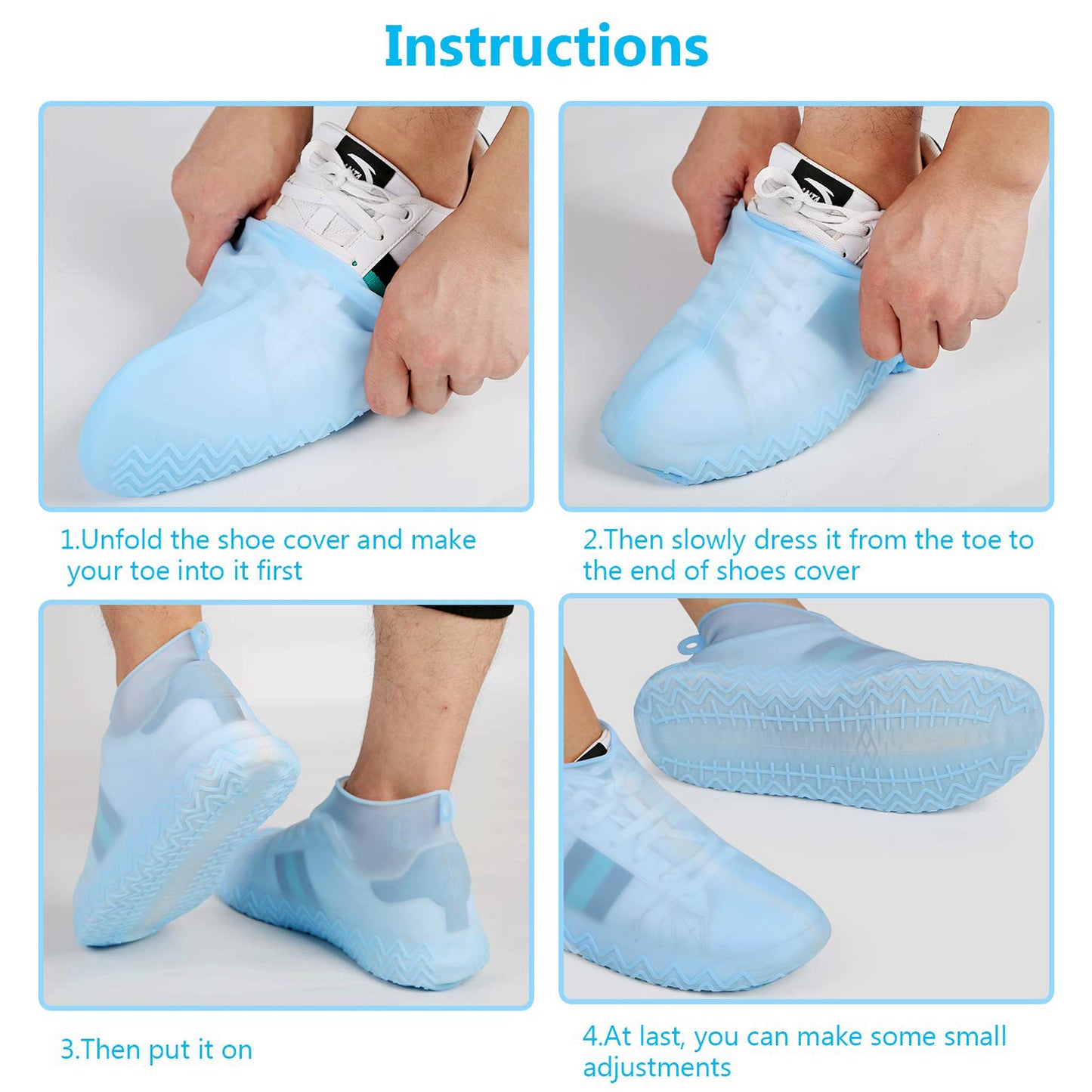 Non-slip Silicone Rain Reusable Anti Skid Waterproof Fordable Boot Shoe Cover