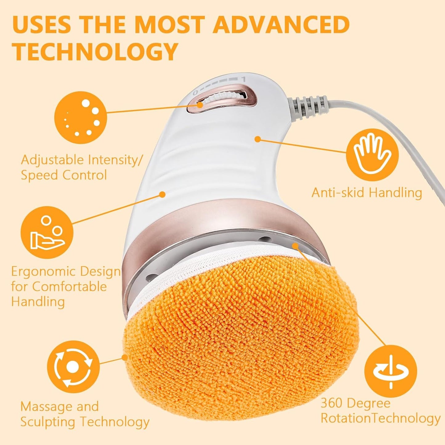 Body Massager Shaping Machine Body Sculpting Massager With 3 Washable Pads Adjustable Speeds Electric Handheld Massager For Belly Waist Legs Arms Butt (1 Pc)