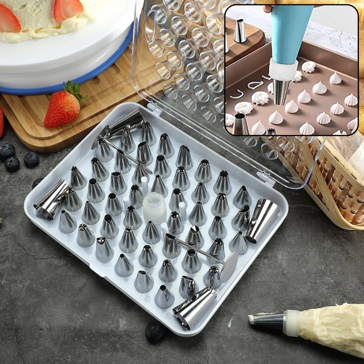 Cake Nozzle Set And Cake Nozzle Tool Used For Making Cake And Pastry Decorations.