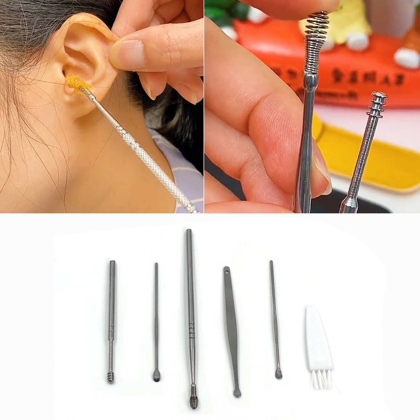 6pcs Earwax Removal Kit Ear Cleansing Tool Set Ear Curette Ear Wax Remover Tool