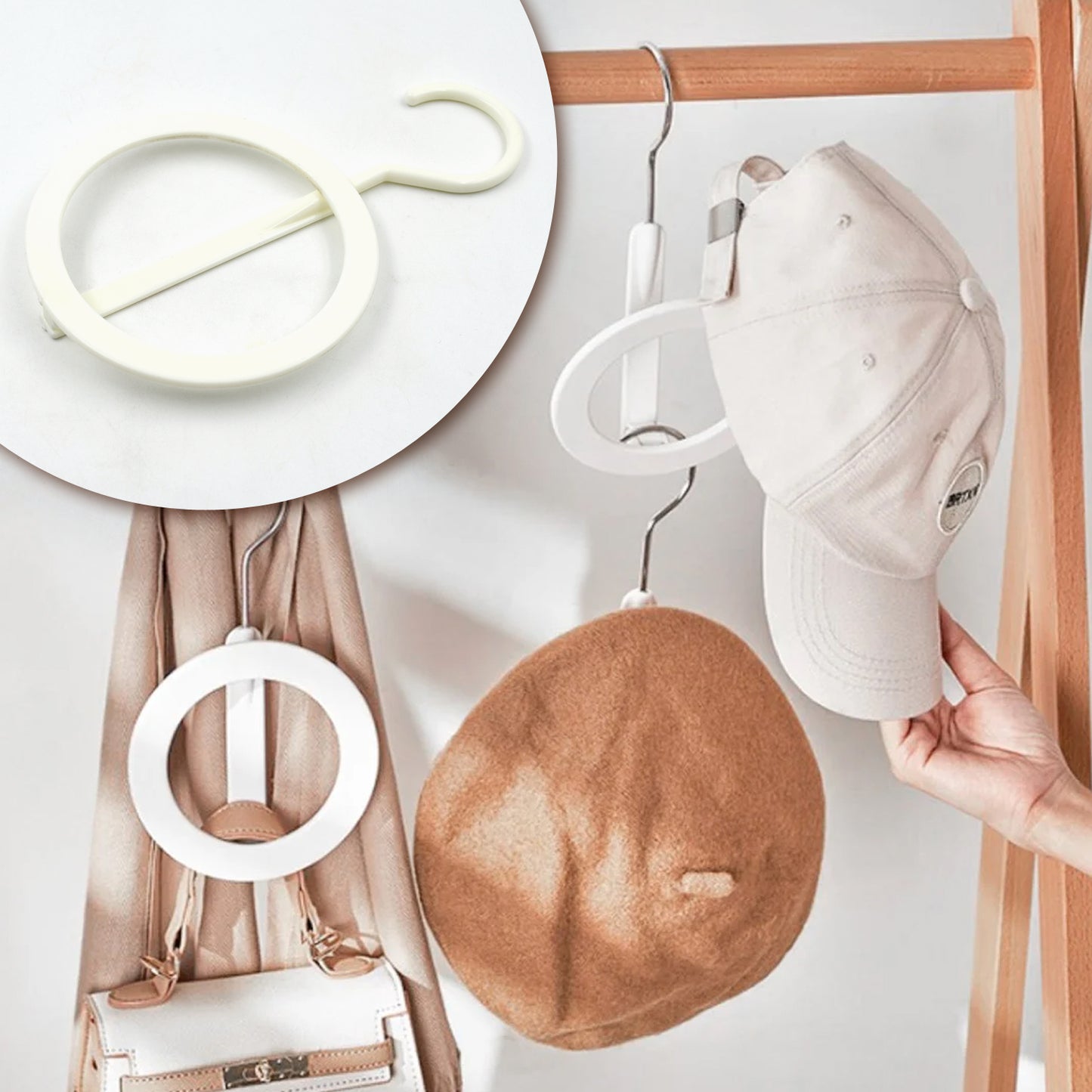 Plastic Circle Hanger Hat Closet Joint Hanger Rings Hanger Hat Storage Towel Hanger Hook Bag Hanger Storage For Wall Door Closet Bathroom (1 Pc)