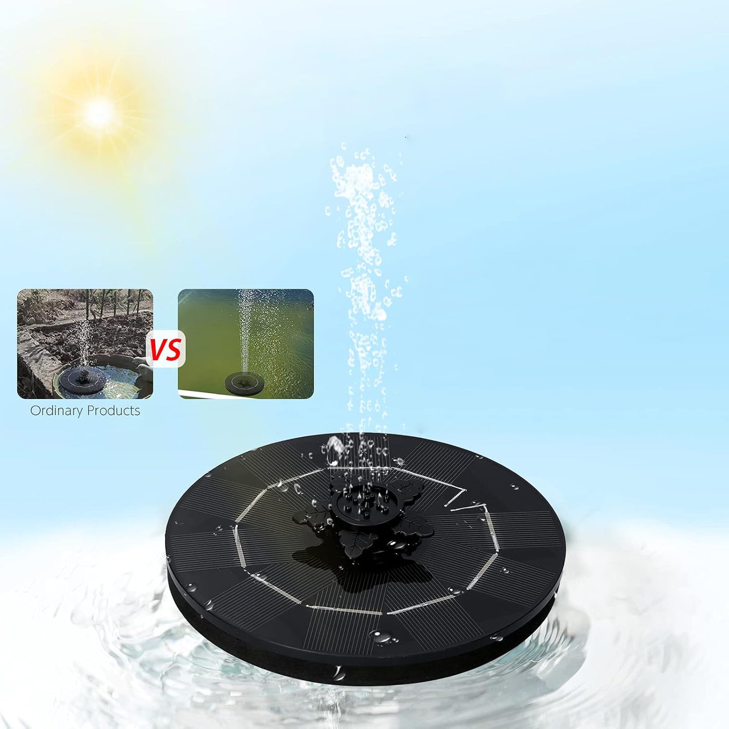 Solar Water Fountain with 5 Spray Modes