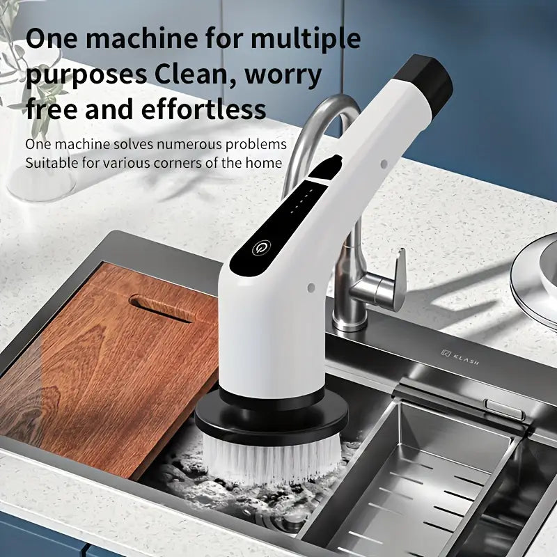 7-in-1 Electric Spin Scrubber Cleaning Brush With Extension Handle (1 Set)