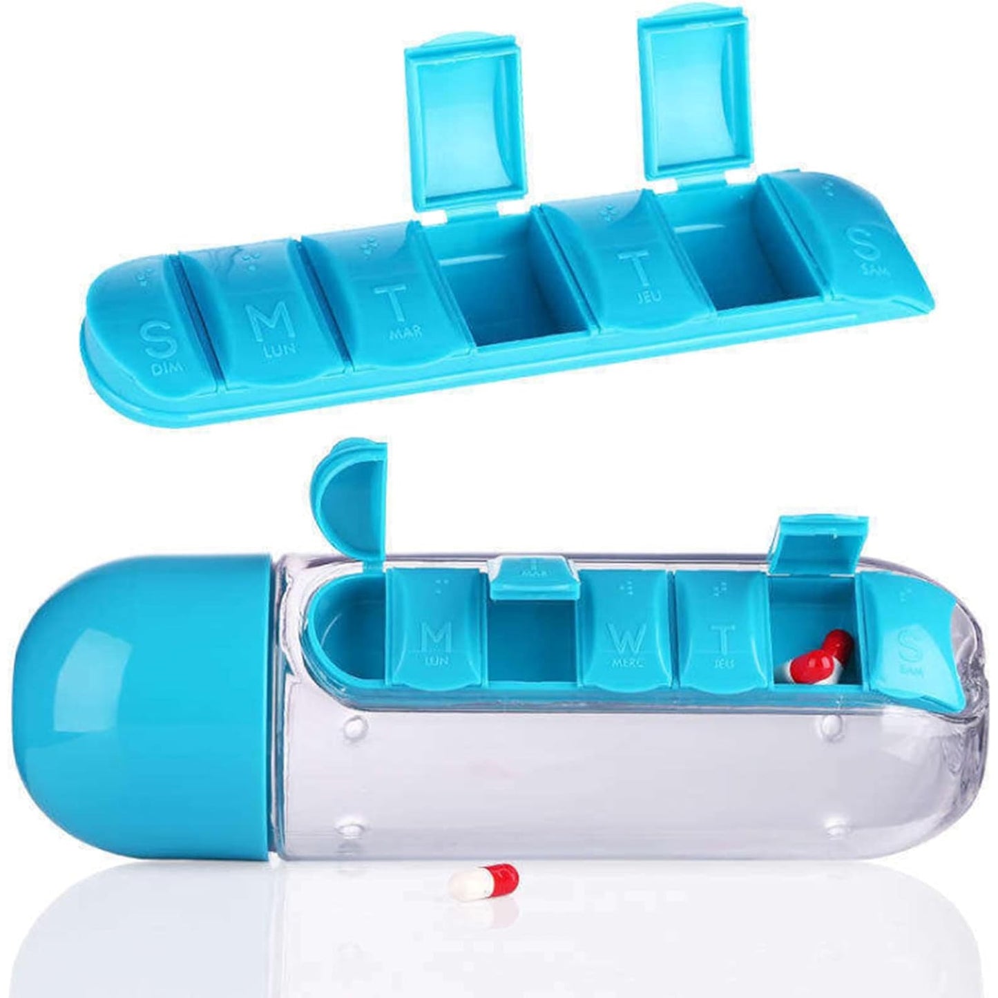 Pill Vitamin Bottle Water Bottle Multi Functional Use For Traveling Outdoor Use Water Bottle Travelling Kit Summer Special Bottle (600 Ml Mix Color )