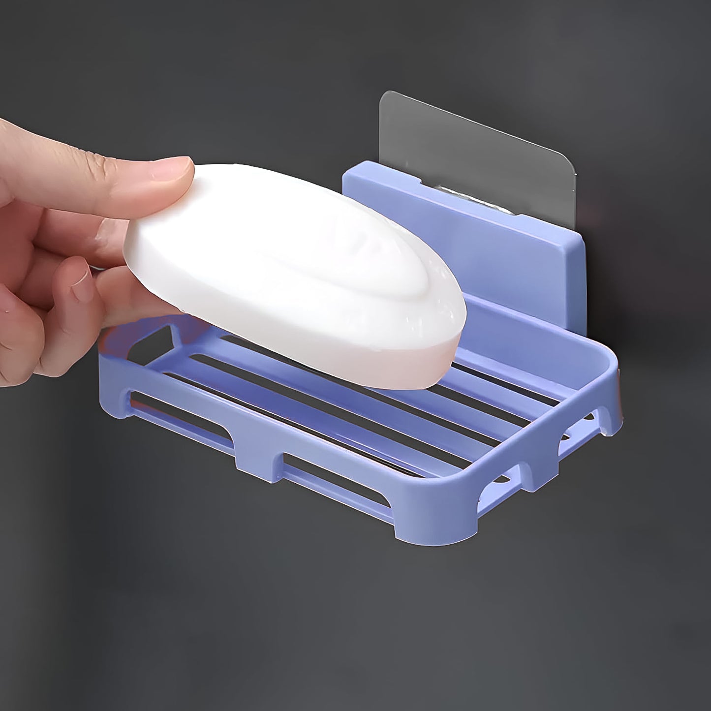 Soap Dish Holder For Bathroom Shower Wall Mounted Self Adhesive Soap Holder Saver Tray-plastic Sponge Holder For Kitchen Storage Rack Soap Box (Plastic Box)