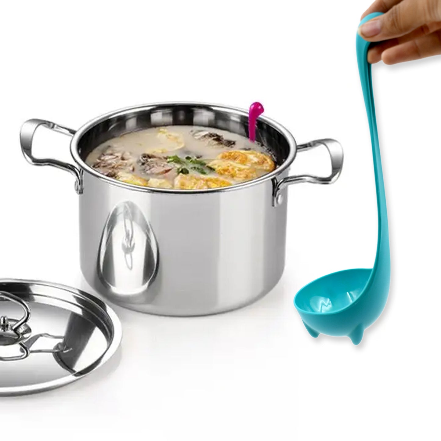 5871 Soup Spoon Creative Long Handle Standing Loch Ness Monster Colander Spoon Dinnerware Cooking Tools Kitchen Accessories