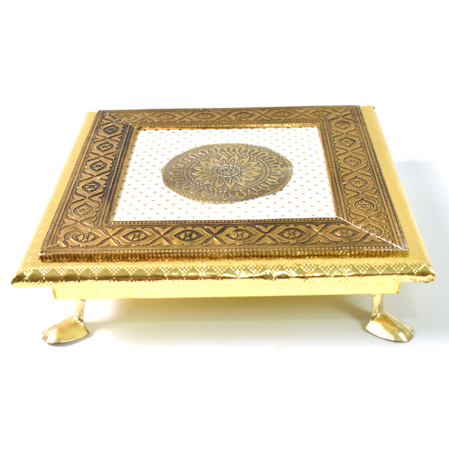 Golden - Square Pooja Chowki Patla Bajot (2020 Cm 1 Pc)