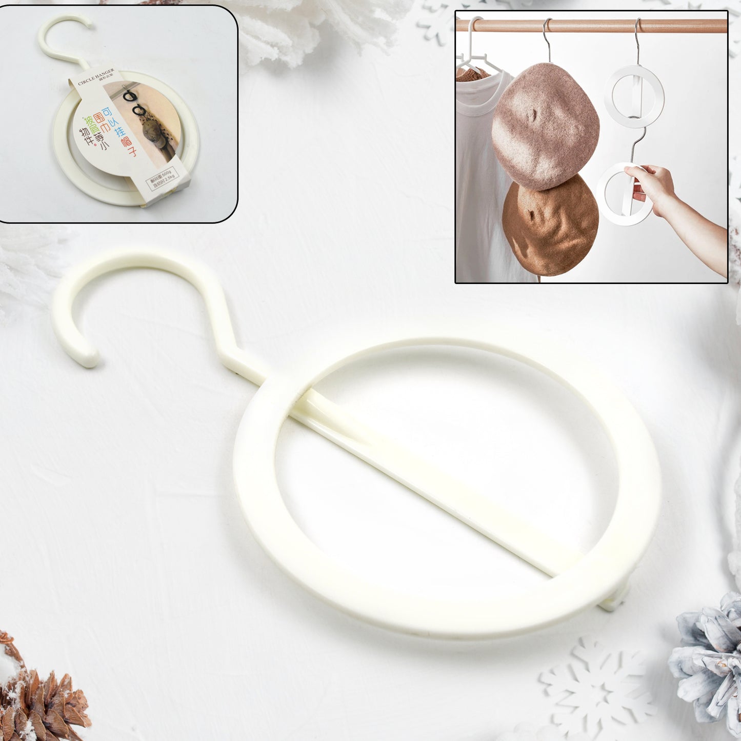 Plastic Circle Hanger Hat Closet Joint Hanger Rings Hanger Hat Storage Towel Hanger Hook Bag Hanger Storage For Wall Door Closet Bathroom (1 Pc)