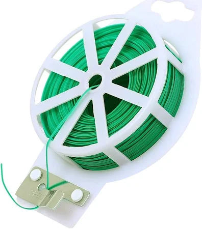 Plastic Twist Tie Wire Spool With Cutter For Garden Yard Plant 30m (Green)