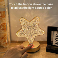 Star Shape Crystal Diamond Lamp Cordless Luxury Lamp With Usb Rechargeable 3-way Dimmable Touch Control Decorative Nightstand Lamp For Bedroom Living Room Party Restaurant Decor (1 Pc )