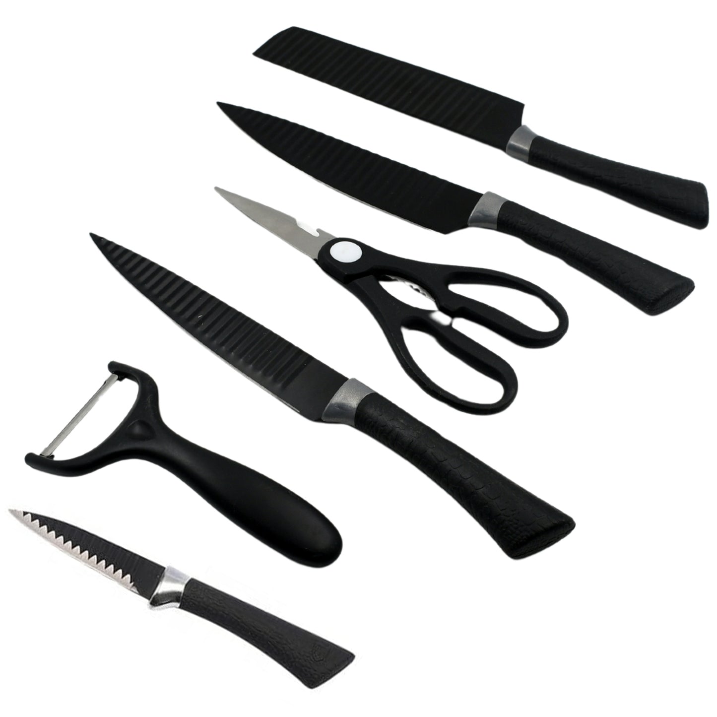 6-Piece Professional Stainless Steel Knife Set with Peeler & Scissors