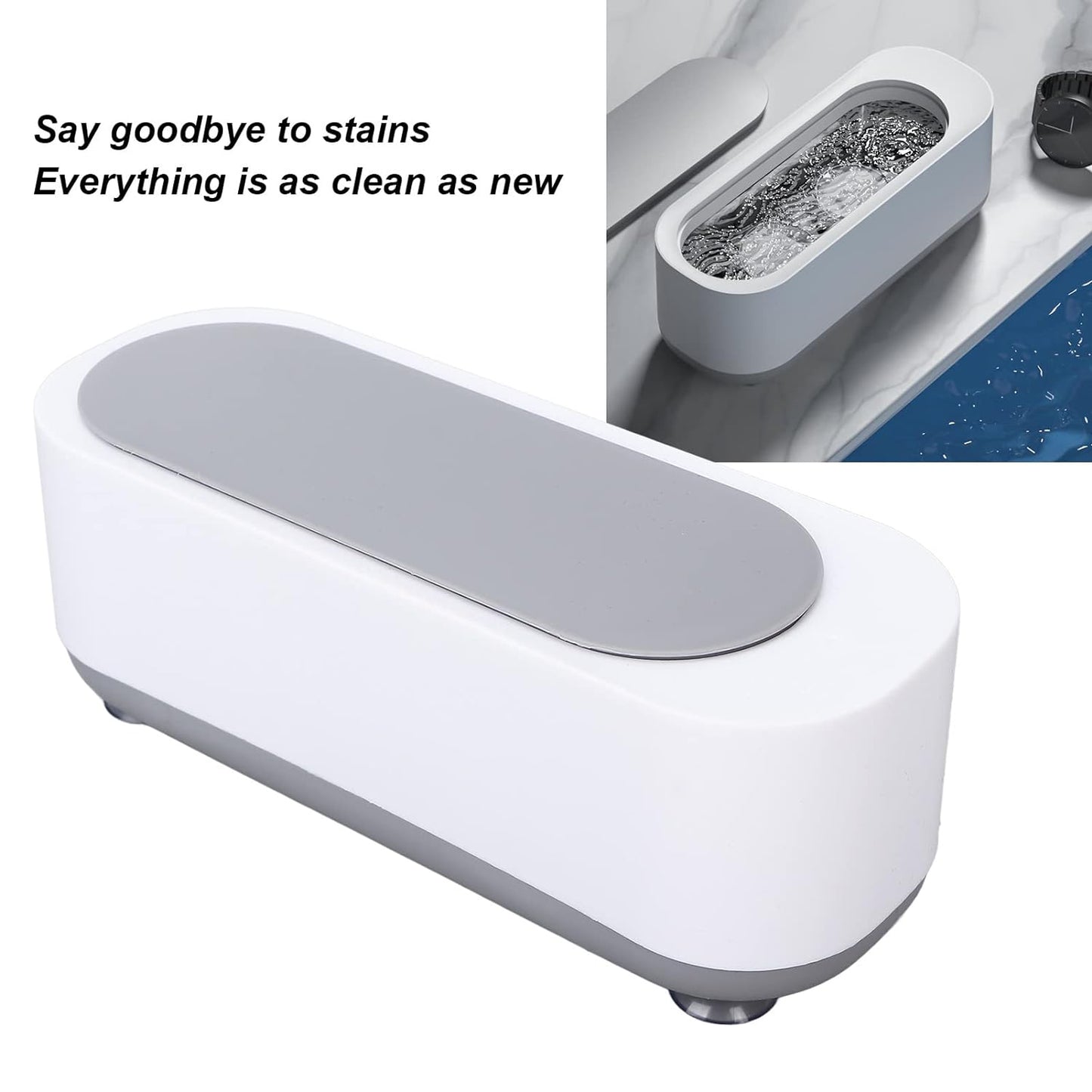 Ultrasonic Jewllery Cleaner Ultrasonic Cleaning Machine Portable Jewellery Cleaning Mchine For Jewellery Ring Silver Retainer Glasses Watches Coins High Frequency Vibration Machine (Battery Not Included)