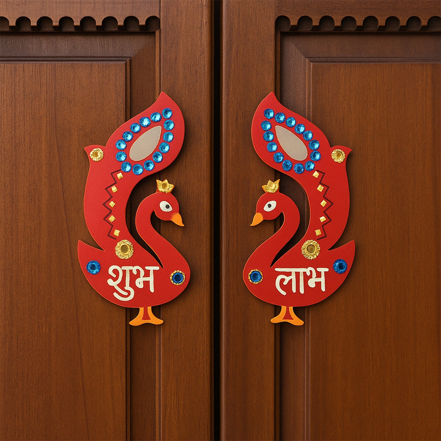 Decorative Wooden Shubh Labh Wall Hanging (2 Pc)