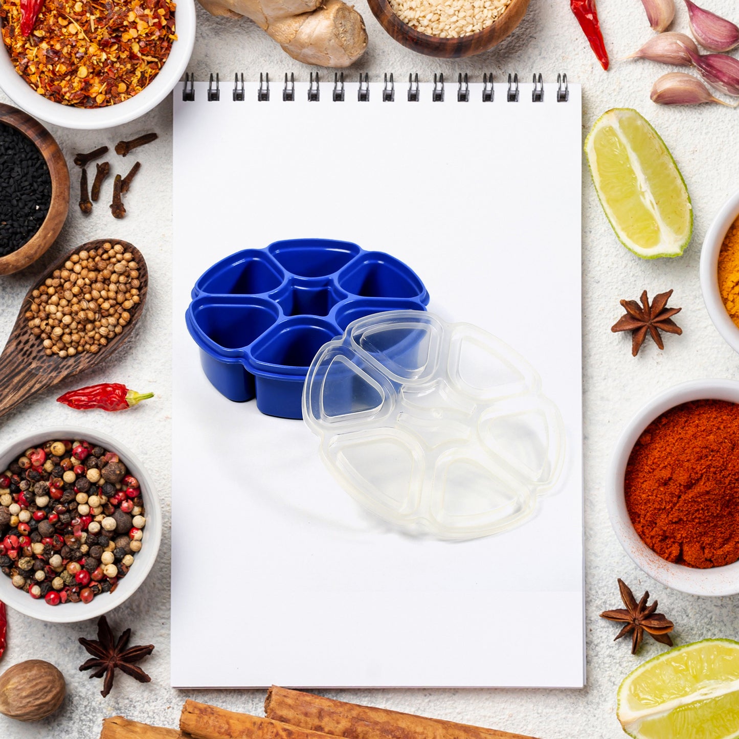 Unique Design Multipurpose Masala  Spice Box Container Spice Box For Kitchen  Masala Container  ( Plastic 7 Section )