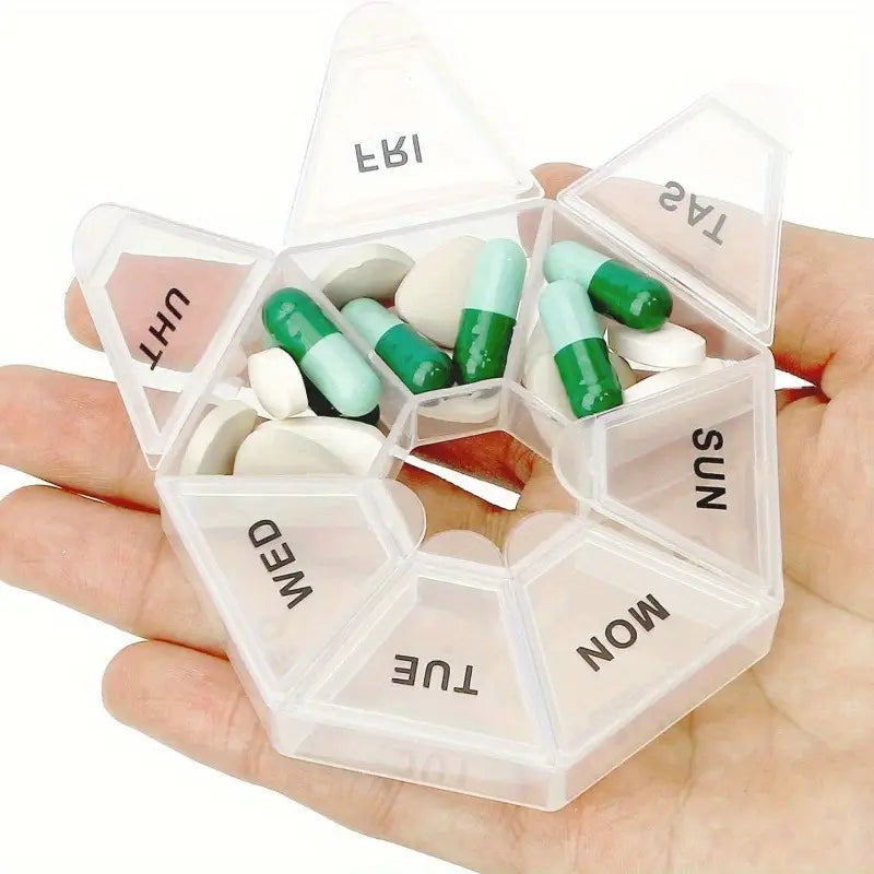 7-sided Portable Pill Box Medicine Planner Small Case