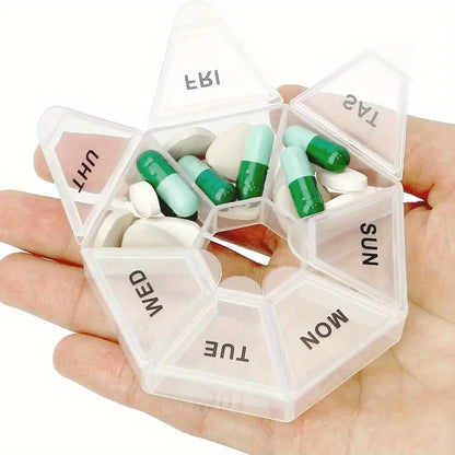 7-sided Portable Pill Box Medicine Planner Small Case