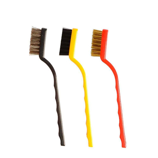 -3 Pc Mini Wire Brush Set (Brass Nylon Stainless Steel Bristles)