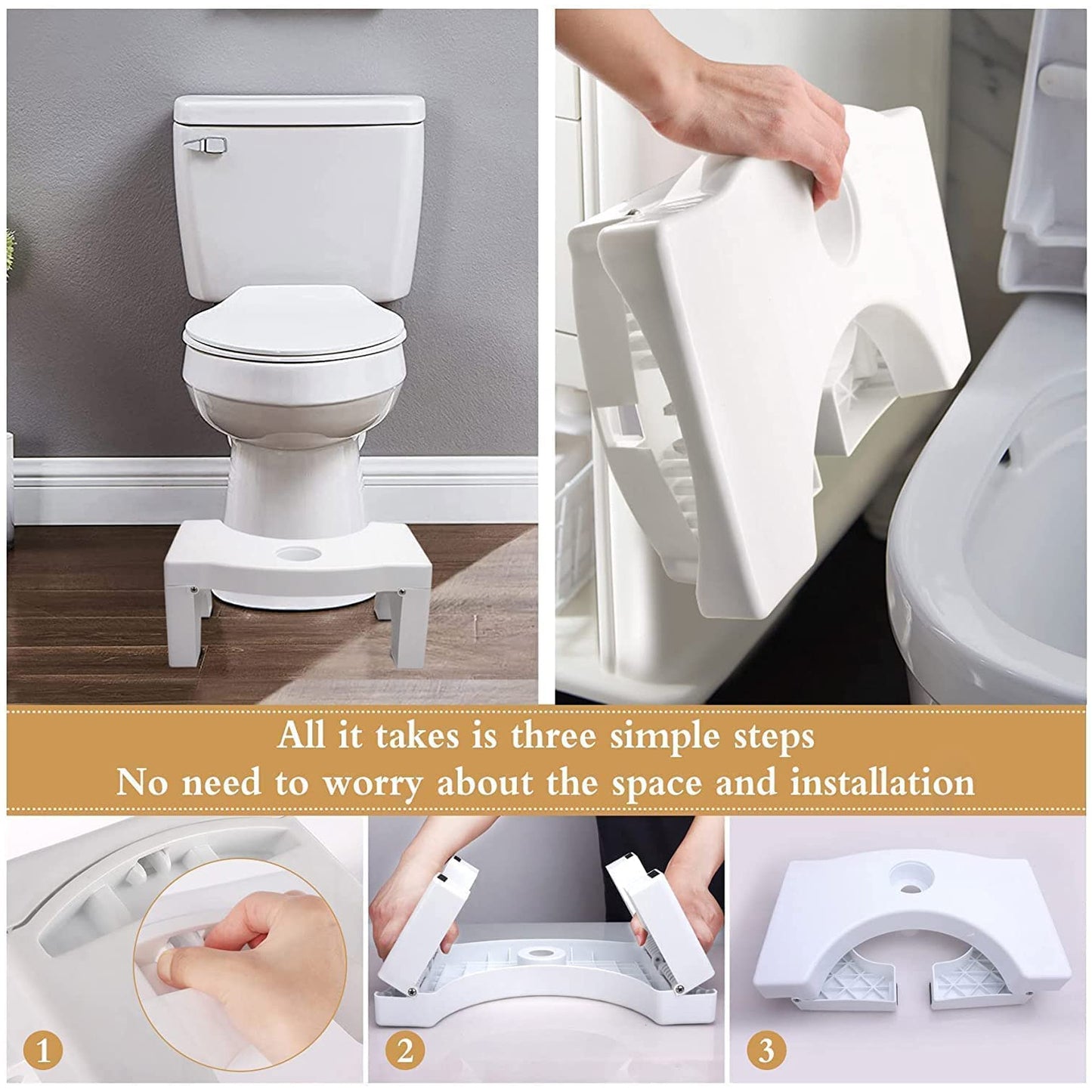 a Plastic Non-slip Folding Toilet Squat Stool - White Color