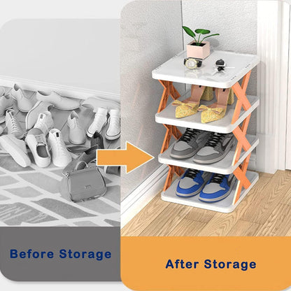 6 Layer Shoe Rack Design Lightweight Adjustable Plastic Foldable Shoe Cabinet Storage Portable Folding Space Saving Shoe Organizer Home And Office