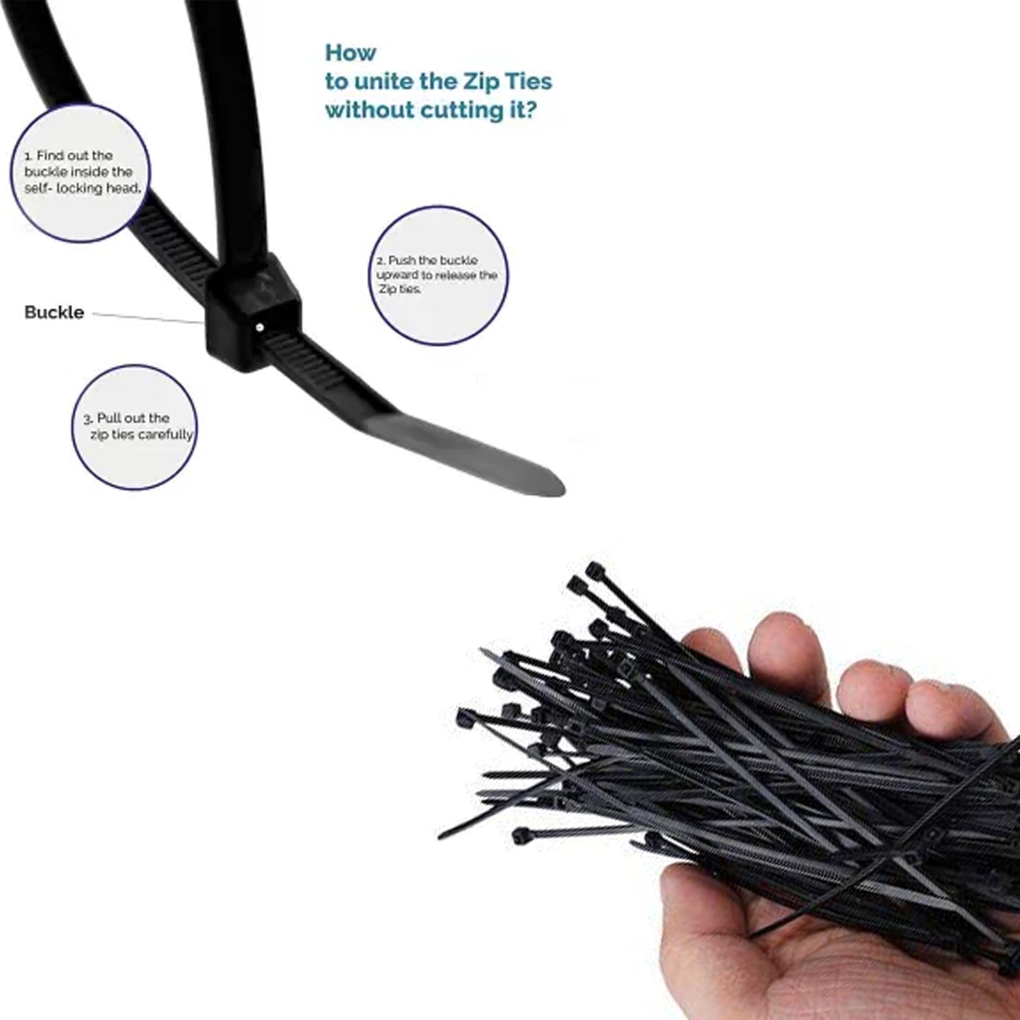 3x100mm Nylon Self Locking Cable Ties Heavy Duty Strong Zip Wire Tie. Pack Of 100pc