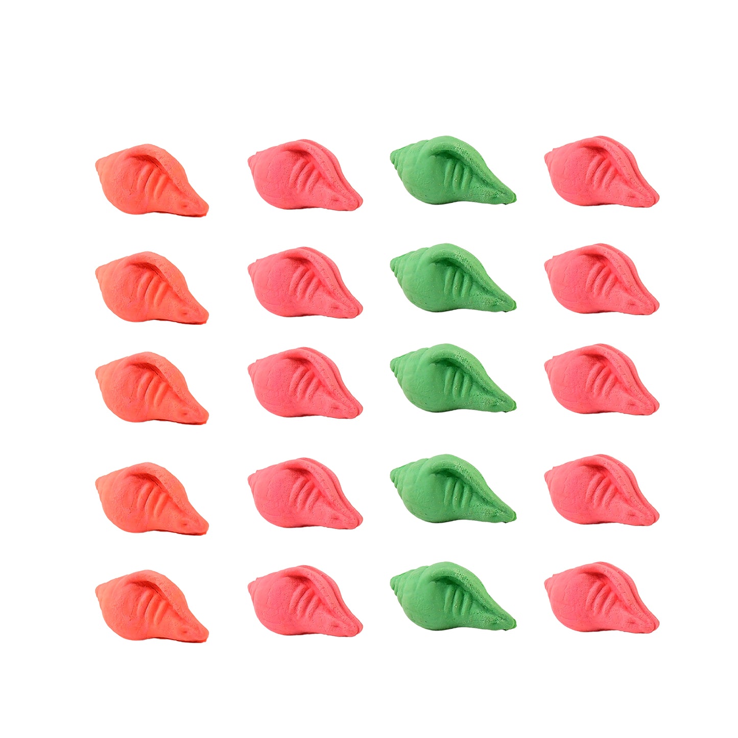 Shankh Shape Eraser Rubber (20 Pc  Mix Colour  Design)