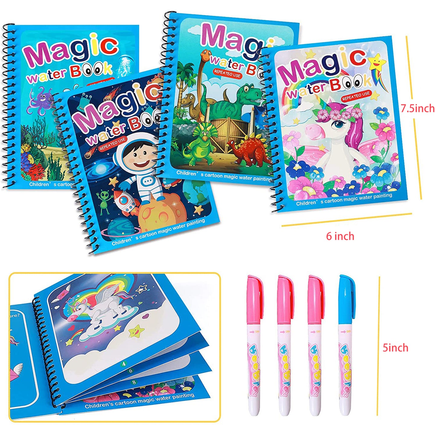Magic Water Quick Dry Book Water Coloring Book Doodle With Magic Pen Painting Board