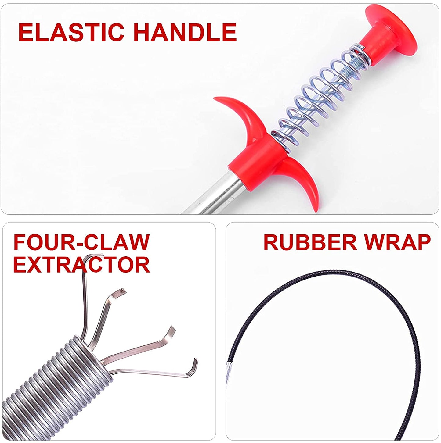 Metal Wire Brush Hand Kitchen Sink Cleaning Hook Sewer Dredging Device (155 Cm)