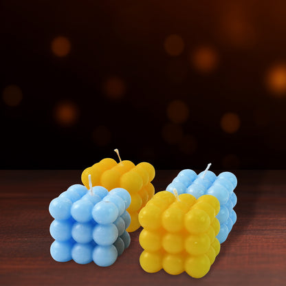 Colorful Cube Shaped Wax Candles (4 Pc)