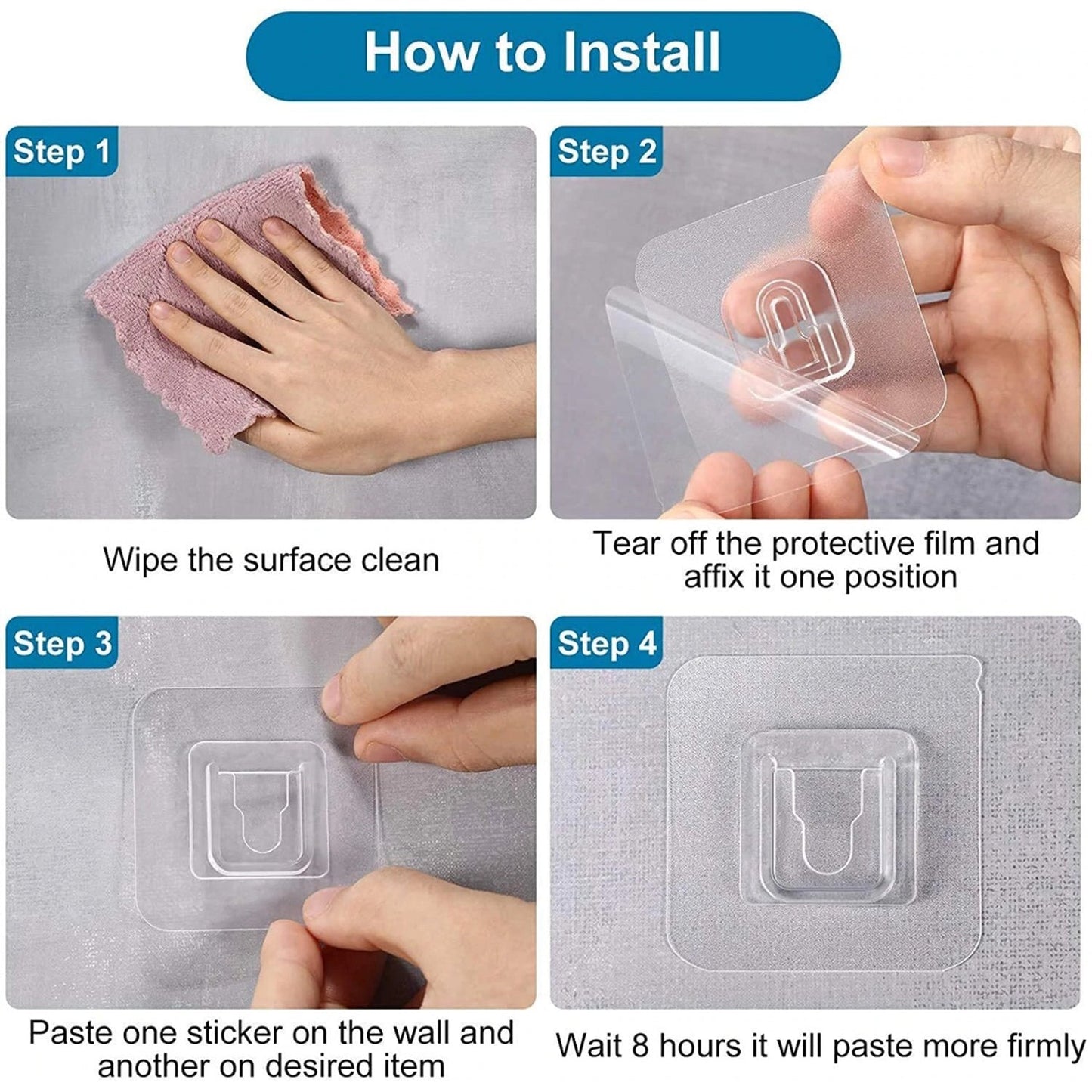 Transparent Adhesive Male Hook Used For Hanging Various Types Of Items (1pc)