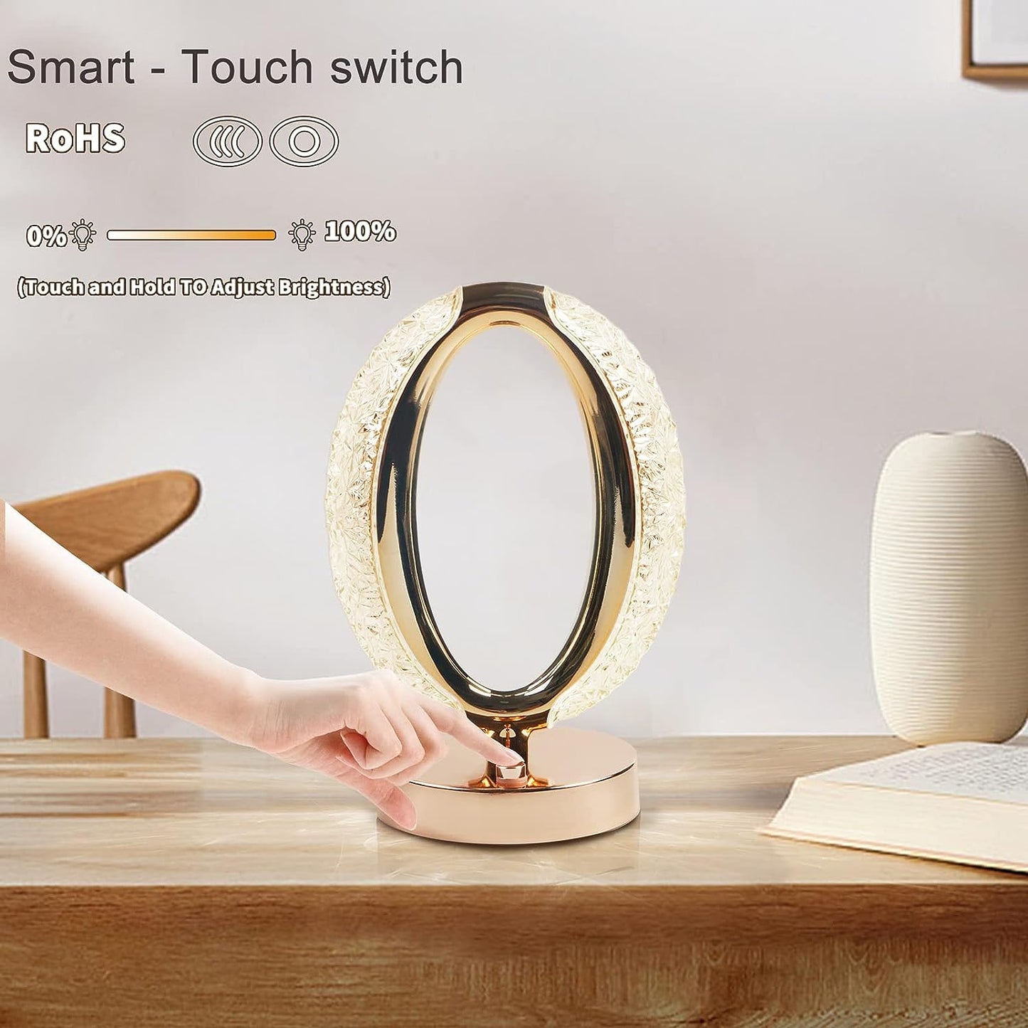 Touch Control Crystal Table Desk Lamp 3-way Dimmable Light Usb Rechargeable Crystal Diamond Table Lamp Exquisite Night Stand Light Lamp Beside Lamp For Bedroom Living Room Decorative Desk Lamp