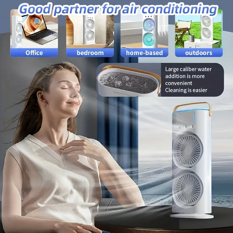 Portable Tower Mist Spray Cooling Fan Air Cooling Fan (1 Pc)