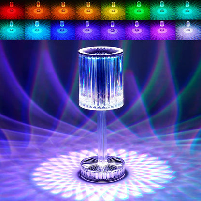 Crystal Table Lamp  Touch Control Atmosphere Nightstand Lamp With Usb Charging Line