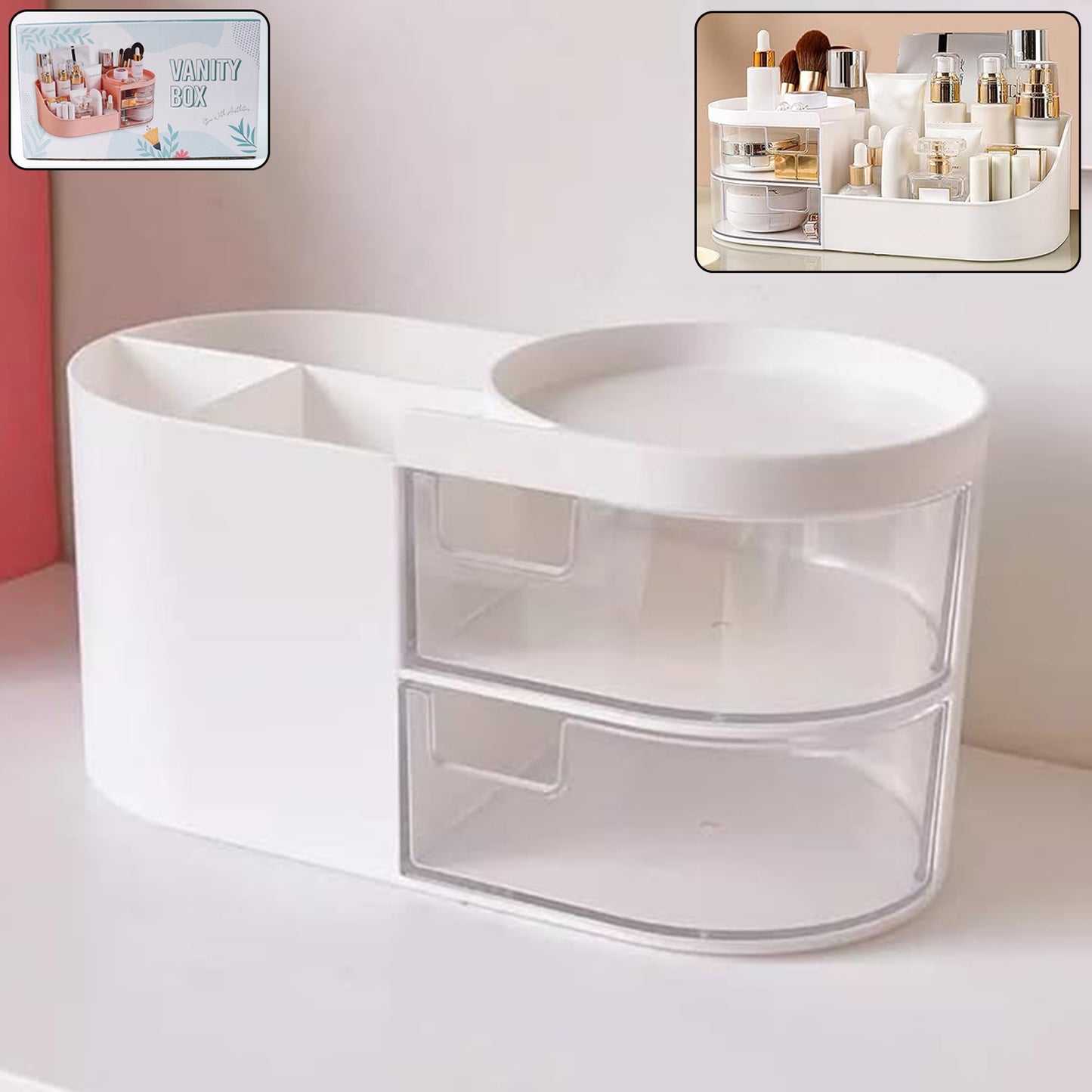 Multi-functional Plastic Vanity Storage Box