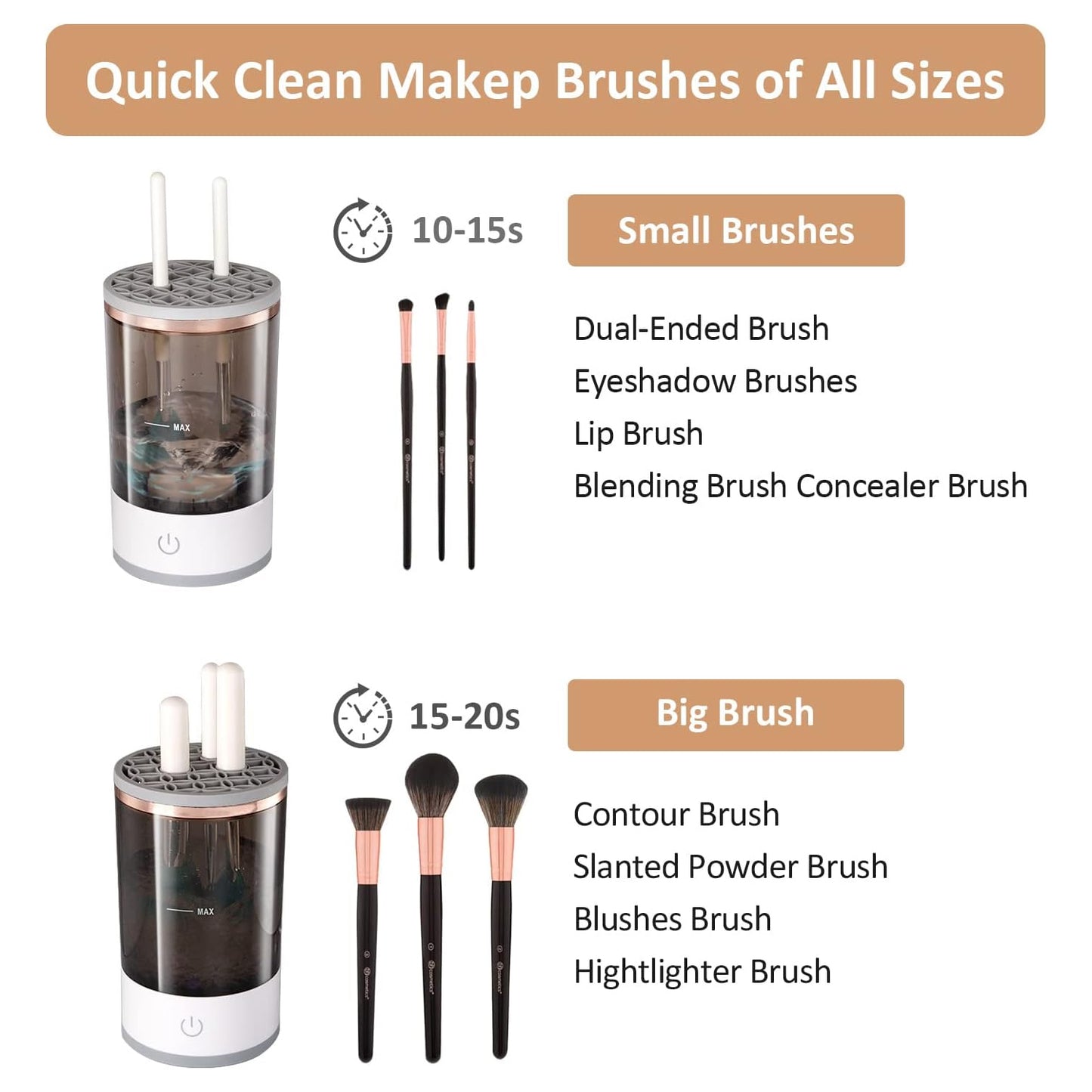 Automatic Makeup Brush Cleaner Fast Electric Brush Cleaner Hand Free Machine Super Clean Brush Washer  Brushes Organizer Tool (1 Pc)