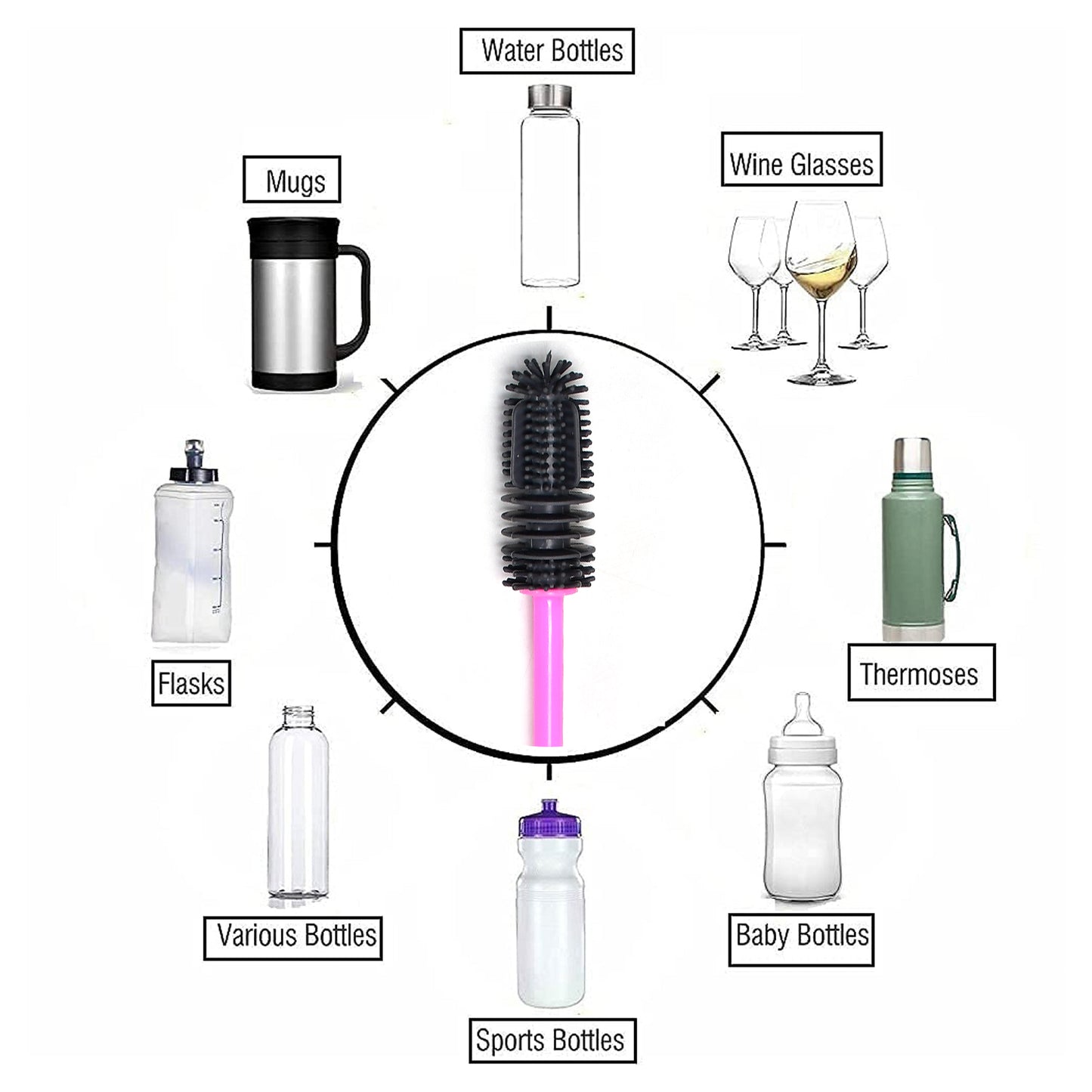 Long Bottle Cleaning Brush For Washing Water Bottle Narrow Neck Containers