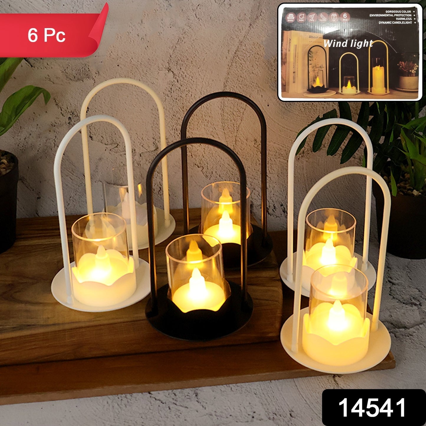 Decorative Wind Light Style Plastic Flameless Led Candles (6 Pc)