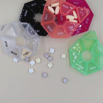 7-sided Portable Pill Box Medicine Planner Small Case