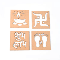 Wooden Decorative Cutouts (Mix Design  4 Pc)