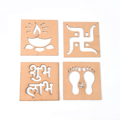 Wooden Decorative Cutouts (Mix Design  4 Pc)